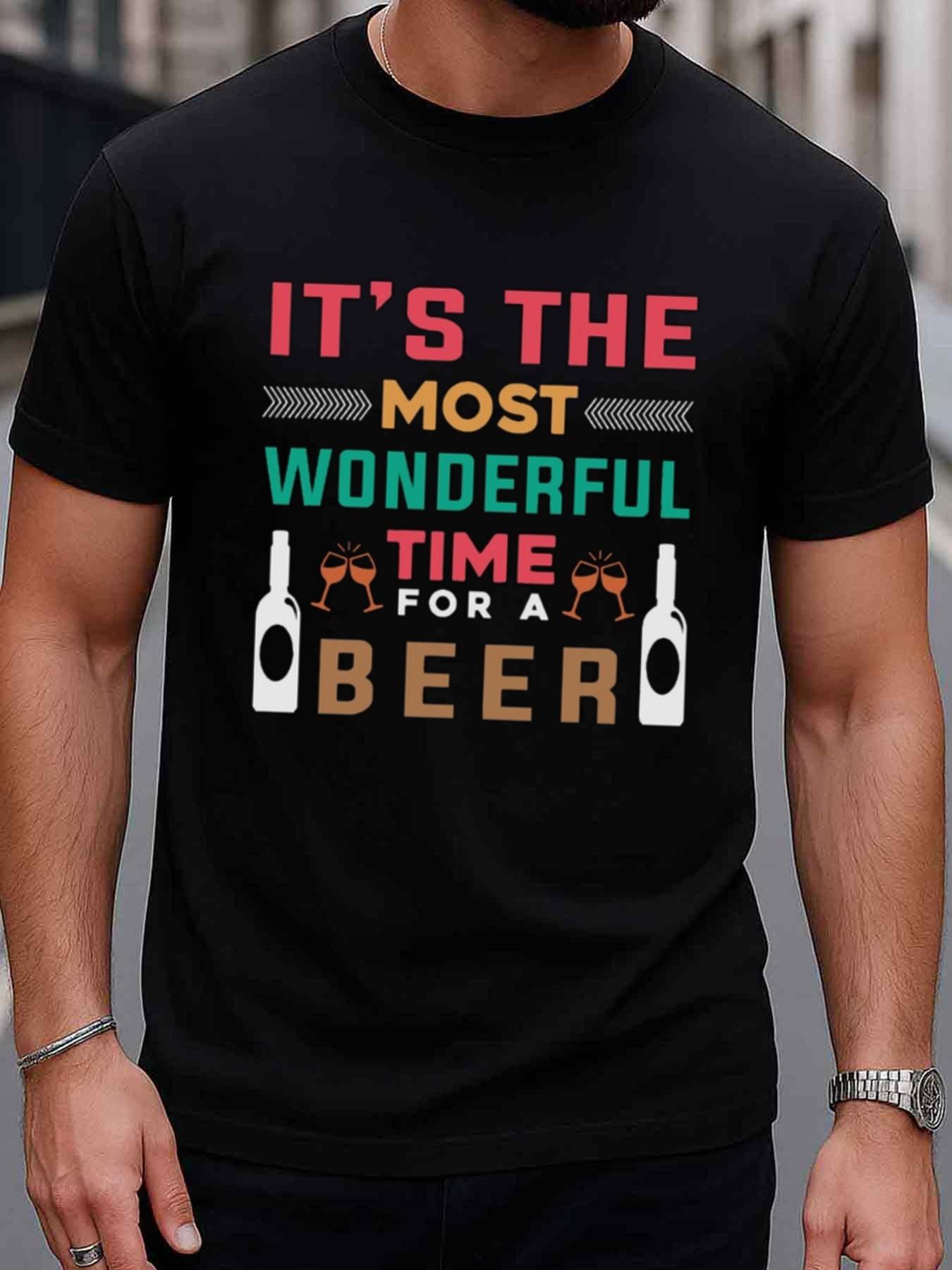 Top Pick Mens 180GSM 100 Cotton BeerThemed TShirt S