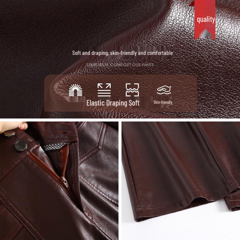 Chic Women's High-Waisted Lambskin Wide-Leg Pants - 2025 Autumn/Winter Slimming Casual Fit