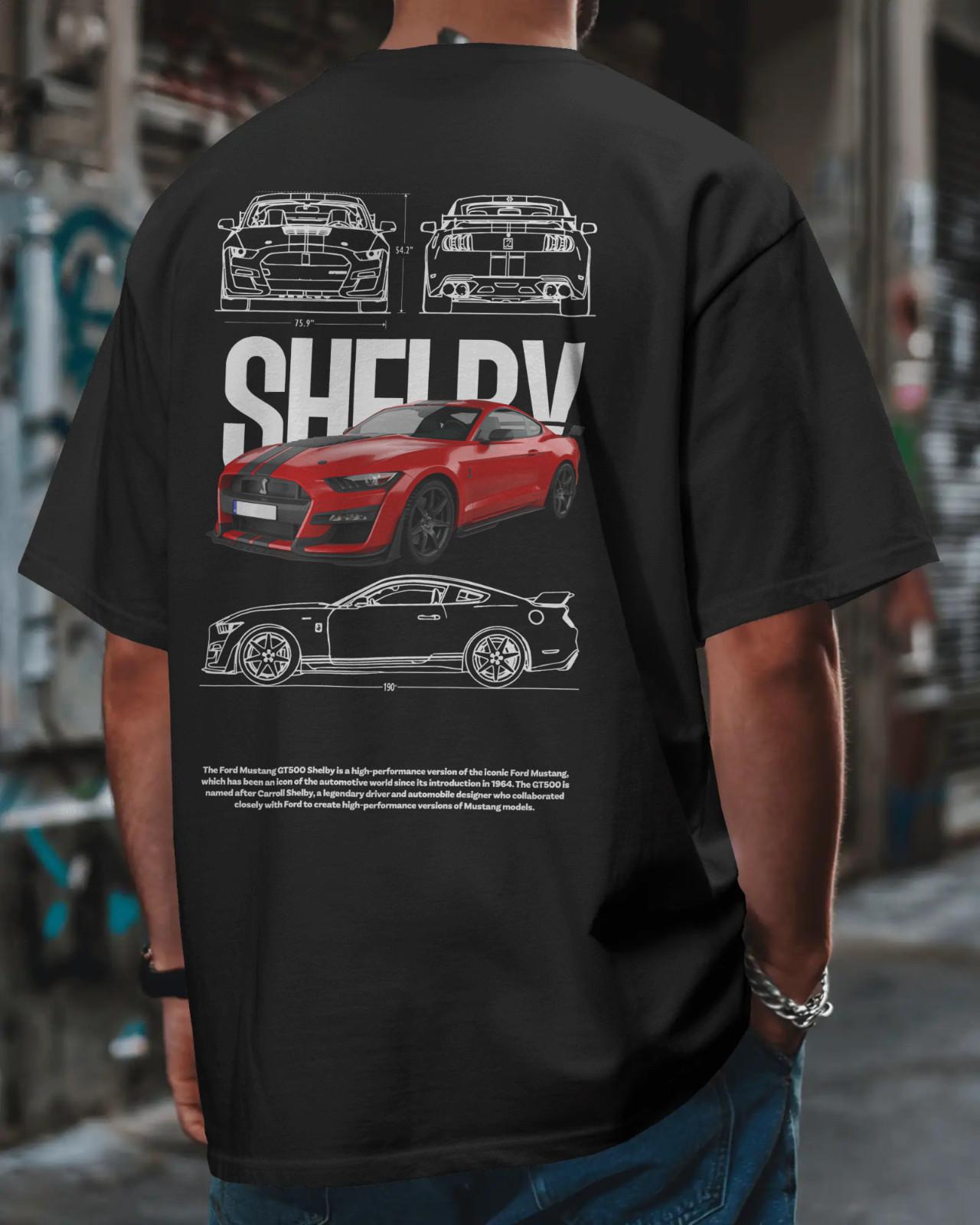 Shelby Mustang Fan Art T-Shirt Mens Womens Tees Top GT500 GT350 Muscle Car Graphic Unisex Tee L