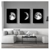 Schwarz-weißer nordischer Leinwand-Wanddruck, minimalistisches Gemälde, moderne Heimdekoration, Bild, Mondphase, Galaxie, Weltraum-Kunstposter