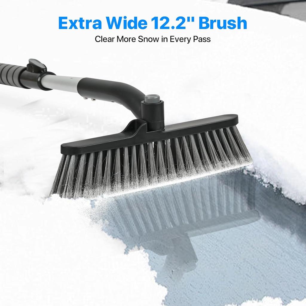 35.4" Ice Scrapers For Car Windshield, Extendable Snow Brush For Car With Foam Grip, Snow Scraper For SUV Truck - Gray