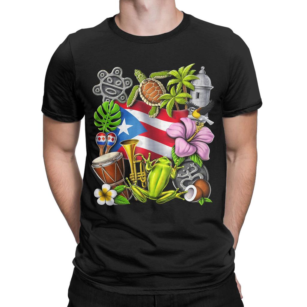 Coqui Frog Puerto Rico Flag Puerto Rican TShirt Beach  Cotton TShirts For Men Harajuku Tee Shirt Short Sleeve Vintage Clothing