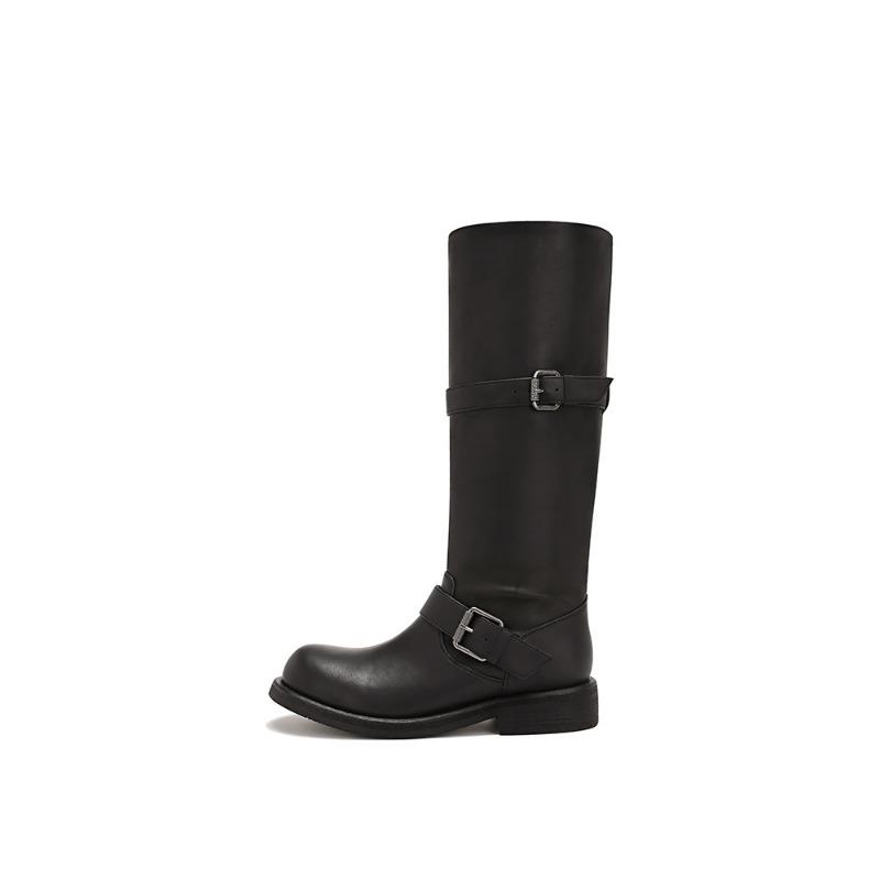 

Версия из коровьей кожи~ Натуральная кожа ретро с двойной пряжкой полусапоги женские рыцарские сапоги ковбойские сапоги 40