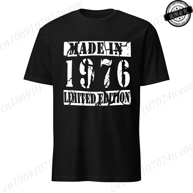 Made In 1976 Limited Mens TShirt 50th Birthday Print TShirt Casual Short Sleeve Tees Birthday Gift for 50th Party Male Shirts