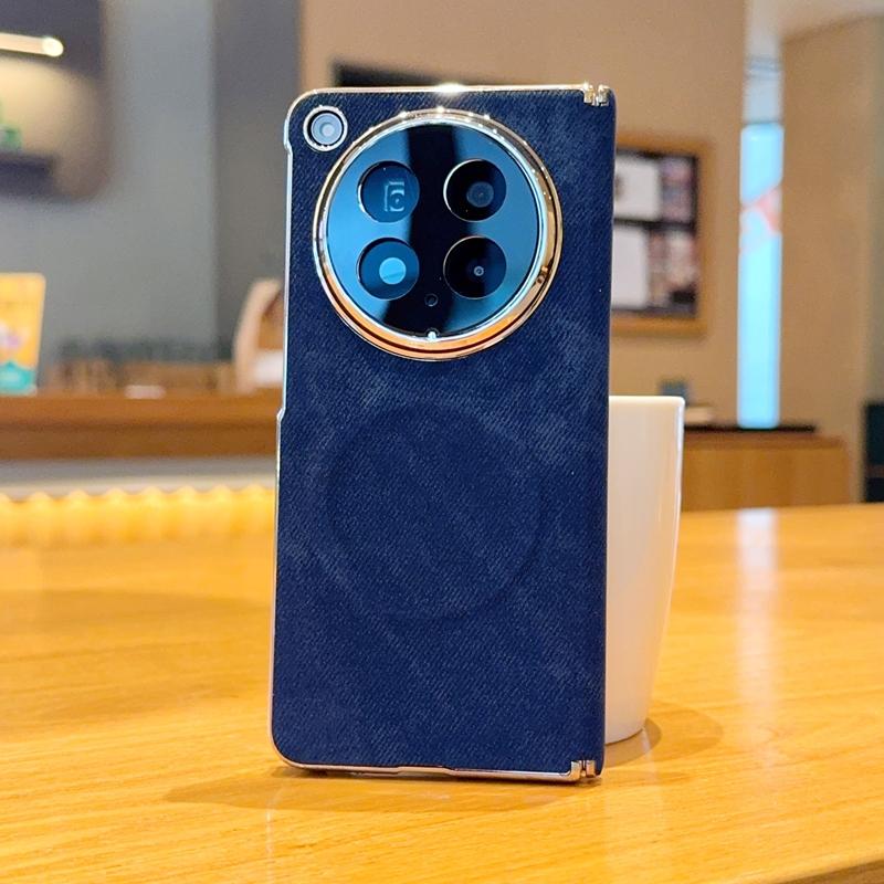 For OPPO Find N6 Case Luxury PU Denim Texture Skin Magnetic MagSafe Protective Back Cover For OPPO Find N6 Phone Shell