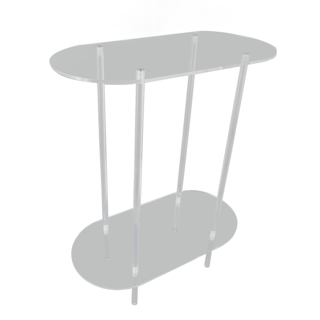 Clear Side Table Acrylic 2 Tier Oval Modern Detachable Nightstand End Table for Living Room Office