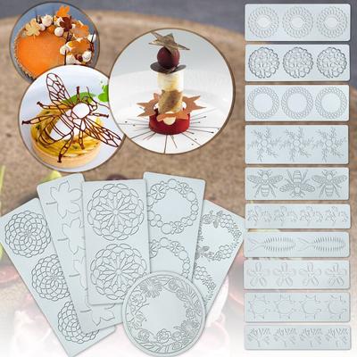 Circular Flower Wreath Lace Mat Cake Sugar Mold Pebbles Bee Shape DIY Dessert Tray Decoration Silicone Mould Kitchen Baking Tool