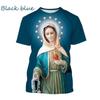T-shirt Imprimé 3D Vierge Marie Déesse de la Miséricorde de Pâques Chrétien Béni Jésus Dieu T-shirt Style Féminin Vêtements Hauts à Manches Courtes T-shirt
