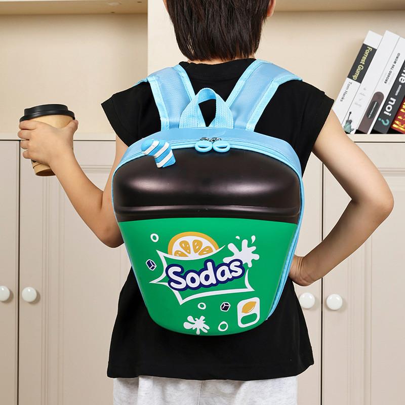 Printed Unisex Cola Cartoon Egg Shell Kids Backpack With Features Breathable