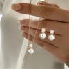 Dainty Pearls Pendant Necklace And Matching Earrings Set Handmade Accessories Gift For Bridal Party Or Anniversary