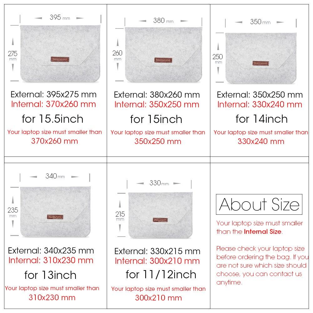 Laptop Velcro Felt Sleeve Bag 11 12 13 15 Inch Pro Macbook Air Retina Pouzdro pro HuaWei MateBook Notebook s šedočernou podložkou pod myš