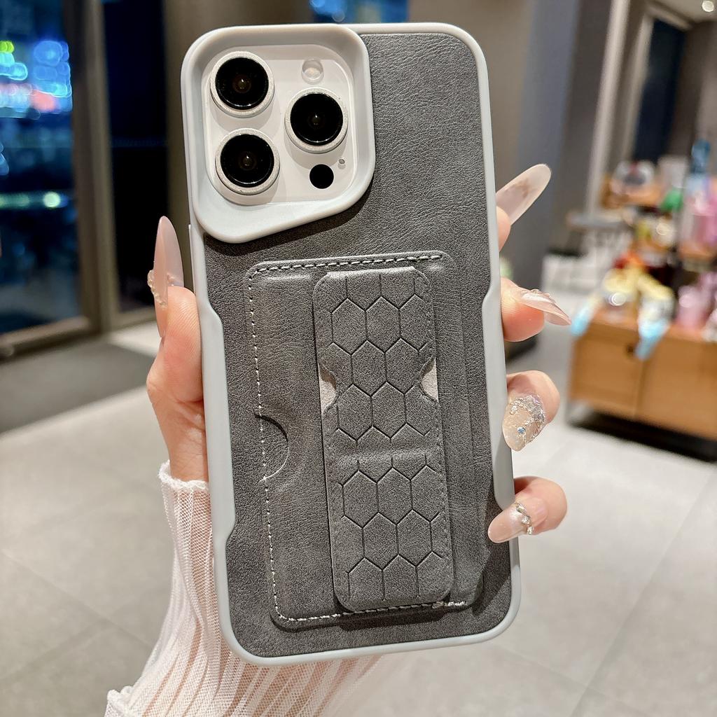 Matte Leather Texture Card Holder Stand Case For iPhone 17 16 15 14 13 12 11 Pro Max Wallet Protection Anti-Scratch Back Cover