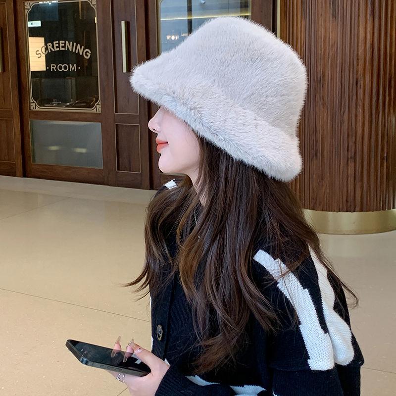 2023 Korean Style Waterproof Mink Bear Hat with Cat Ears - Warm Spring/Autumn Fashion for Women