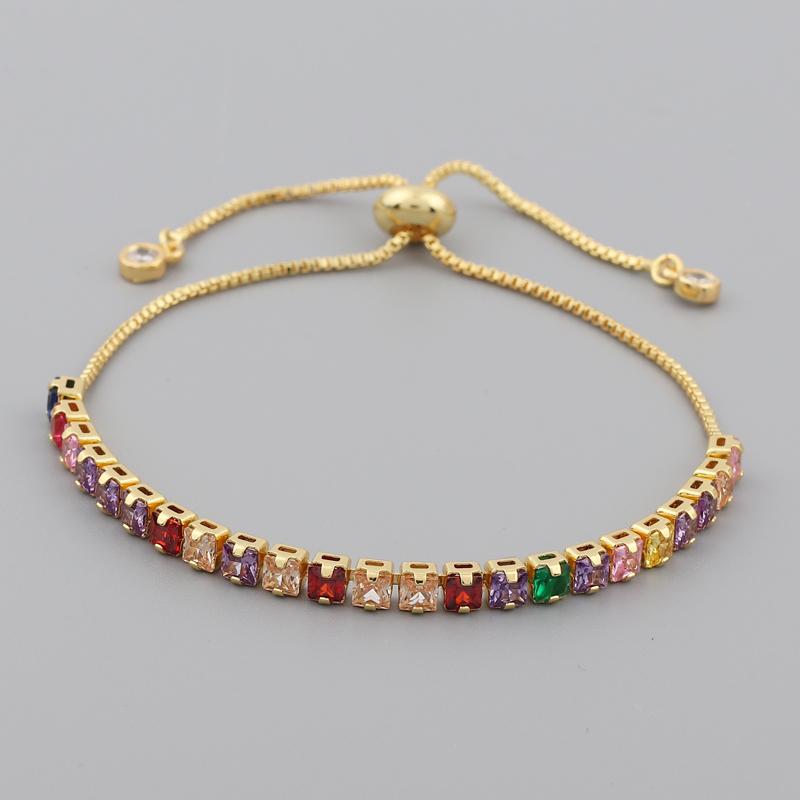 Women's Charm Tennis CZ Zircon Rainbow Bracelet For Women Luxury Multicolor Crystal Bracelet Couple Jewelry Gifts Pulseras Femme