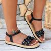 Fashion Women Sandals Flower Decoration Flat Sandals for Summer Lightweight Comfort Beach Shoe Woman Fashion Floral Dress Sandalias