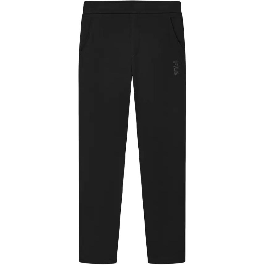 Fila Heritage Solid Color Brand Logo Pattern Lace-Up Mid-Rise Straight Leg Casual Pants Men Pants Black F11M448608F-BK