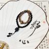 New Chinese-style couple's lion-dancing wood glass beads double circle niche national style high-end fashion bracelet new