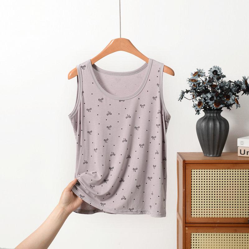 XL To 8XL Plus Size Modal O-Neck Tank Top Summer Women's Sleeveless Tops Bowknot Cami Vest Casual Loose Tees Base Layer Undershirt