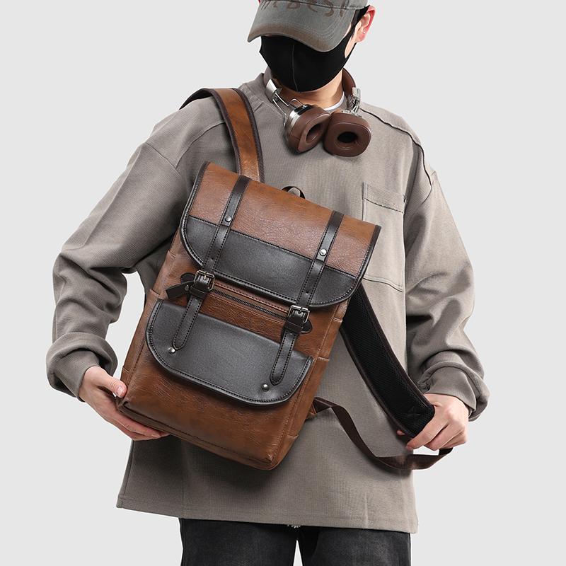 Retro Men's Backpack Large Capacity Waterproof Wear-resistant Multifunctional Computer Bag