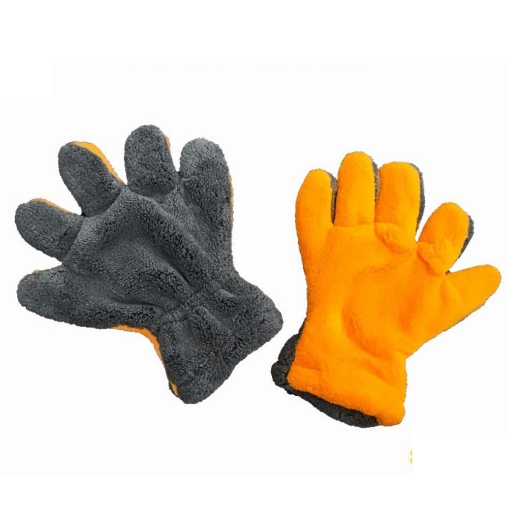 2Pcs Wear-resistant Double-sided Five Finger Gloves Vehicle Cleaning Gloves Car Body Interior