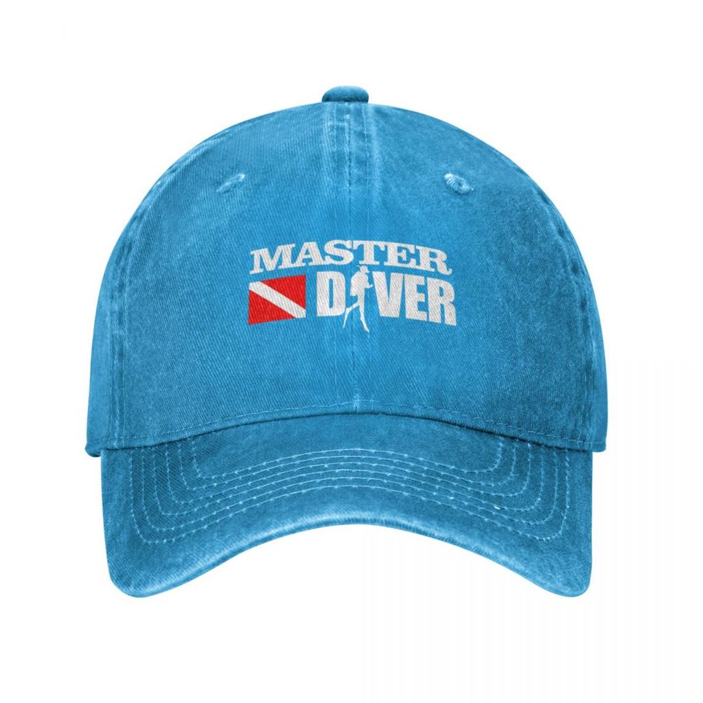 Diving Master Diver We Play In Deep End Adult Retro Denim Washed Baseball Caps Male Cowboy Street Tide Hat Hiking Peaked Cap