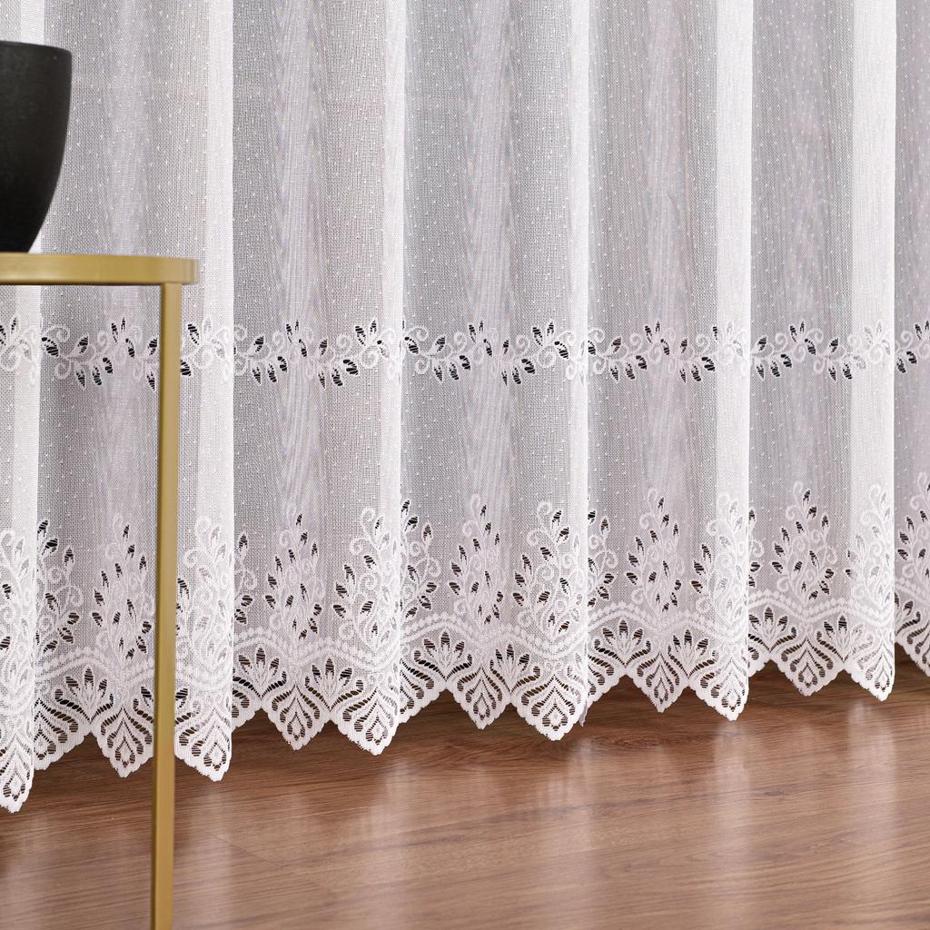 Jagoda - Firanka Gotowa Żakardowa Z Prostym Dołem - 400X250 Cm - Biały