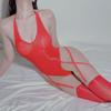 Women Sexy Lingerie Set Oil Shiny Split Body Stockings Temptation Transparent Nightwear 8D Stretchy Nylon Thigh High Stockings