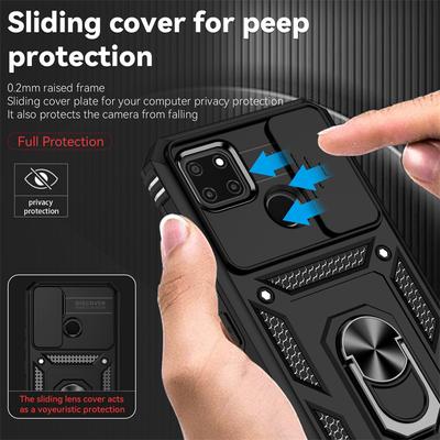 Per Realme C21Y C25Y C11 2021 Custodia Slide Lens Camera Protect Armor Cases Per Oppo Realme C 21Y 25Y 11 Supporto ad anello magnetico Cover
