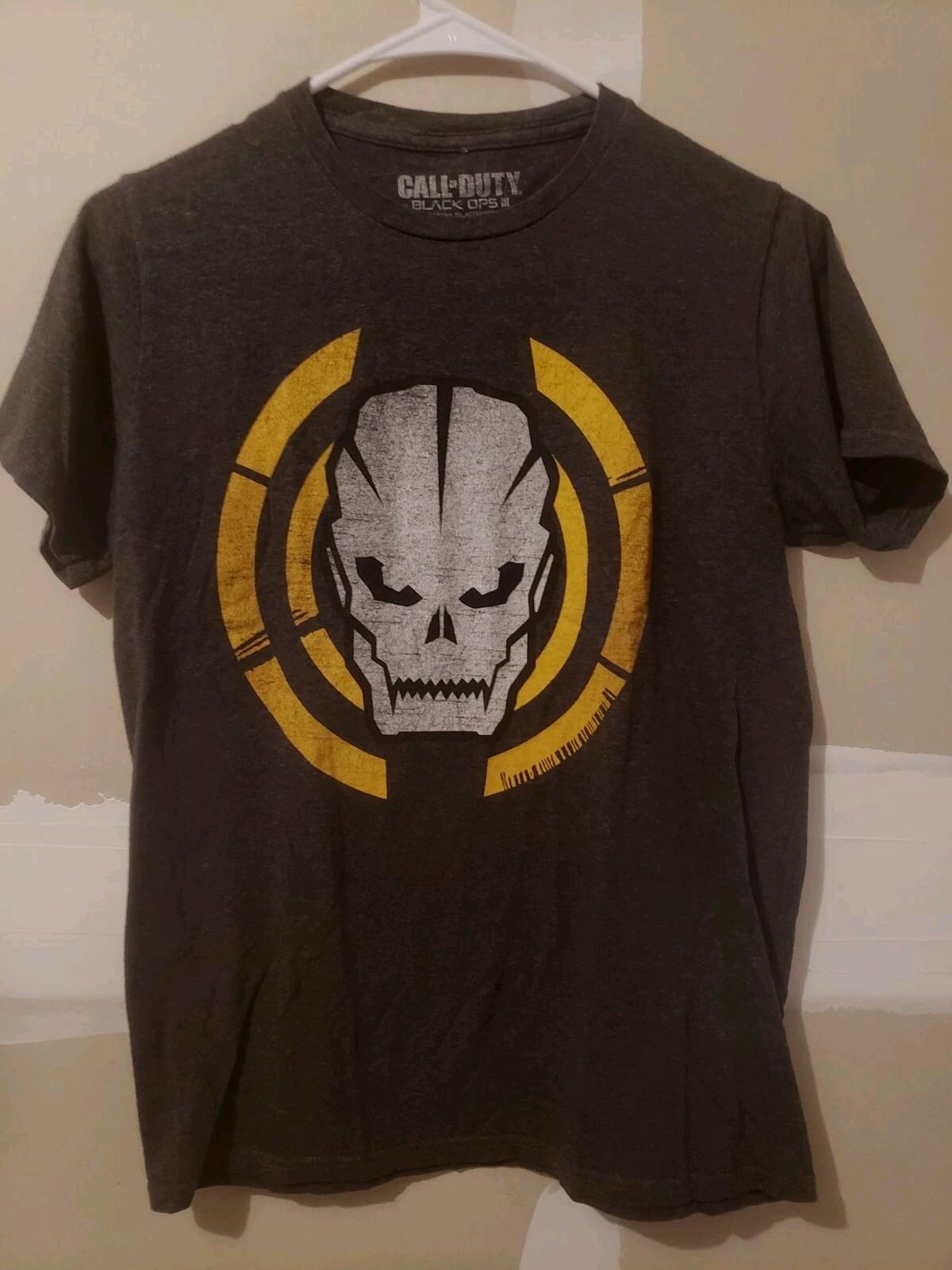 Call of Duty Black Ops 3 Game Skull Graphic Promo Grey Size Small Unisex T-Shirt S