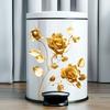 Gold Flower Trash Can Sticker Removable Decal for Home Decor