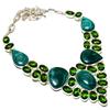 Malachite, Peridot Gemstone 925 Sterling Silver Jewelry Necklace 18" SU-9797