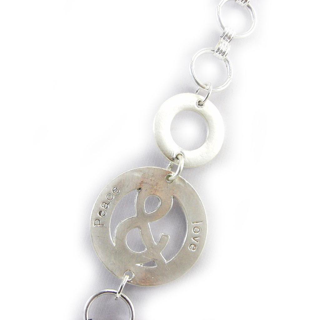 NOA [G5888] - Designer Long Necklace 'Peace' Brown White