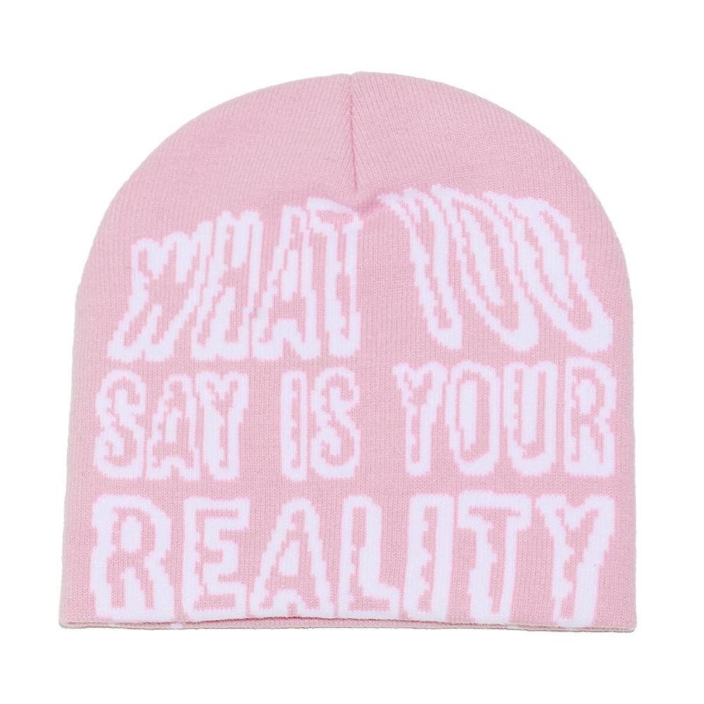 

Шапки-бини Холодная шапка Детская личность Тренд Хип-хоп Шапка-пуловер Письмо Крест Жаккардовая Вязаная шапка Мужская M（56-58cm） розовый
