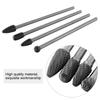 4pcs Cemented Carbide Rotary Files Double Cut Burr Set 6mm Shank Metalworking Tool