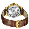 OLEVS Mechanical Automatic Manual Winding Watch with Clear Skeleton Leather Fashionable and Stylish Leather Watch with Luminous Waterproof and