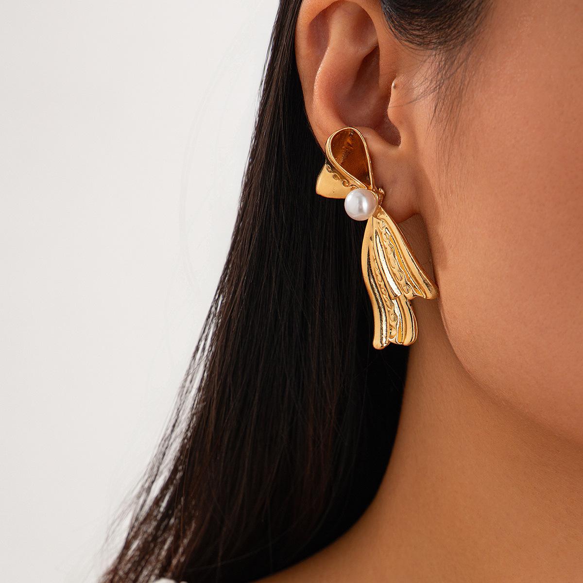 

серьги-подвески в стиле инс с французским полубантом, темпераментные серьги из сплава с имитацией жемчуга, женские украшения для ушей