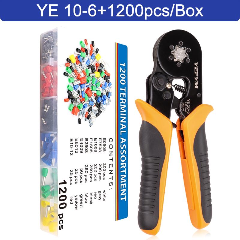 Hylseklemverktøy Selvjusterende sekskantet ledningskrimpetang for AWG23-7(0.25-10mm²) Skralle Ledningskrimpeverktøy YE 10-6