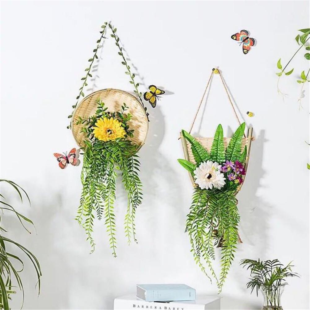 Bamboo Woven Basket Tray Flat Wicker Round Fruit Basket Woven Food Storage Shallow Tray Decorative Serving Tray for Home Kitchen