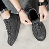 Fashion Men's Flat Shoes Running Sports Shoes with Thick Velvet and Warm Leather Shoes Fashionable and Versatile Casual Hiking Sports