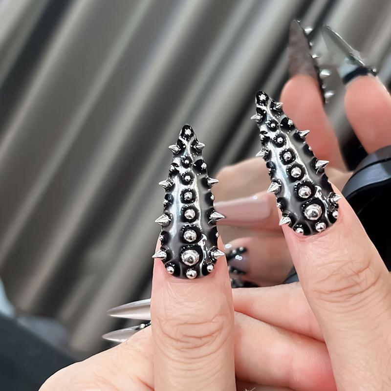 100Pcs Punk Rivet Nail Charms Cone Mixed Sized Nail Art Studs Stylish Alloy Spike 3D Diy Nails Decor