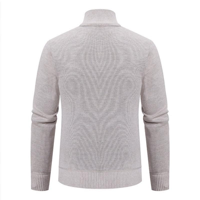 Autumn and winter new men's stand-up collar fleece sweater knitted sweater youth fashion casual cardigan jacket men