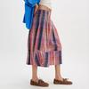Women's Summer Boho Plaid Culotte Pants Casual Wide Leg Palazzo