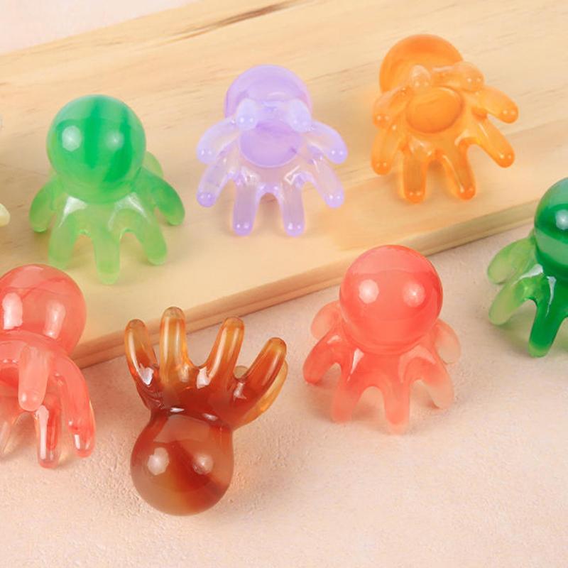 מסרק עיסוי מרידיאן נקודות אקופונקטורה בצורת ראש תמנון משרף מסרק שיניים רחבות לקרקפת כלי עיסוי ידני עמוק לגב, צוואר אחורי וגב