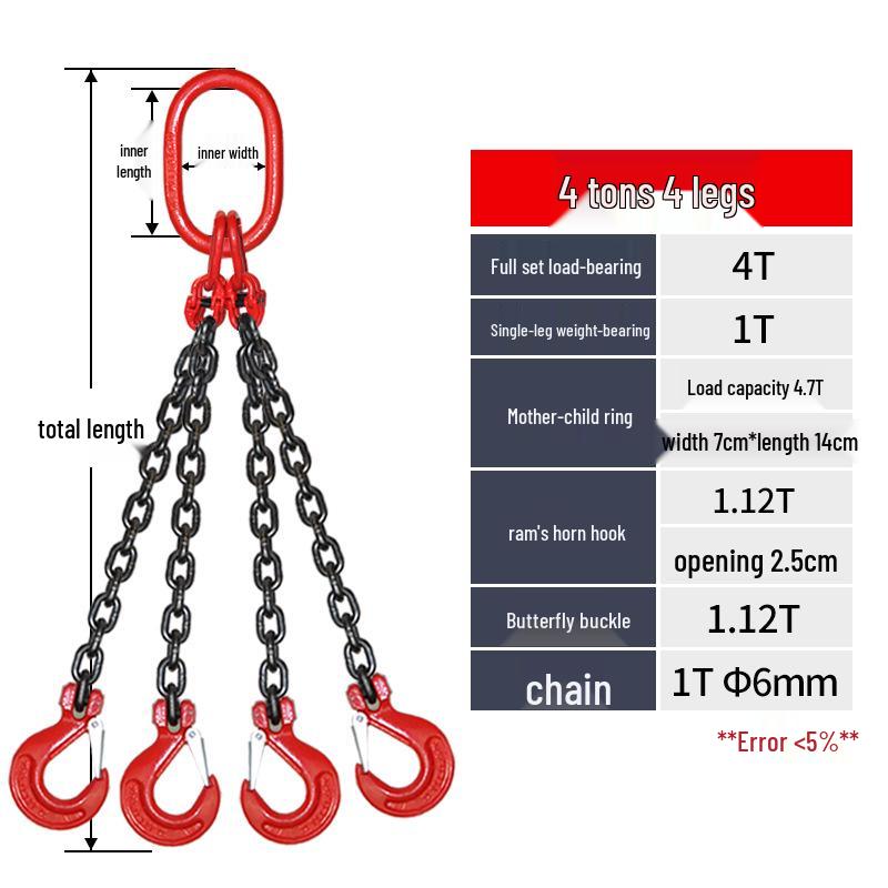 G80 Manganese Steel Chain Sling with Hook and Shackle for Lifting and Overhead Crane Operations