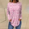 Women's Fashion Loose Round Neck Printed Long Sleeve T-Shirt Top