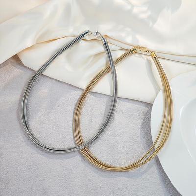 Exaggerated Multi-layer Geometric Circle Necklace In Versatile Metal Style
