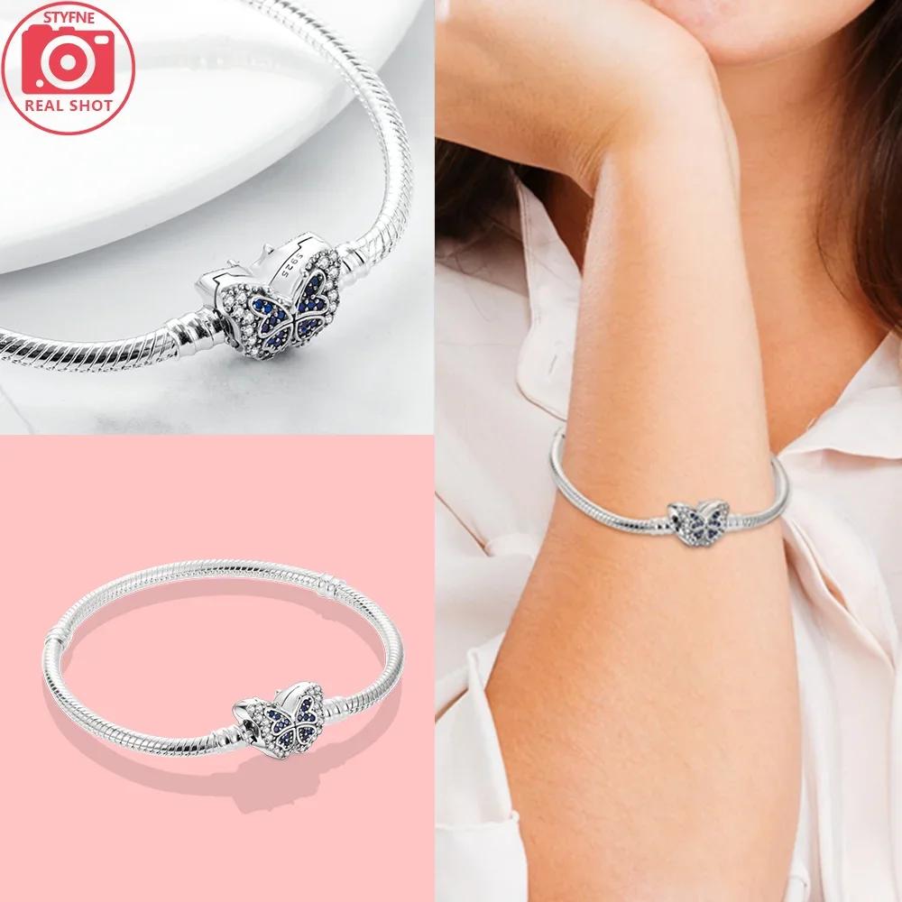 Sliver Bracelets Heart Lucky Eyes Bracelets Female Anniversary Party Fine Bracelets Bangles Jewellery Gifts for Women