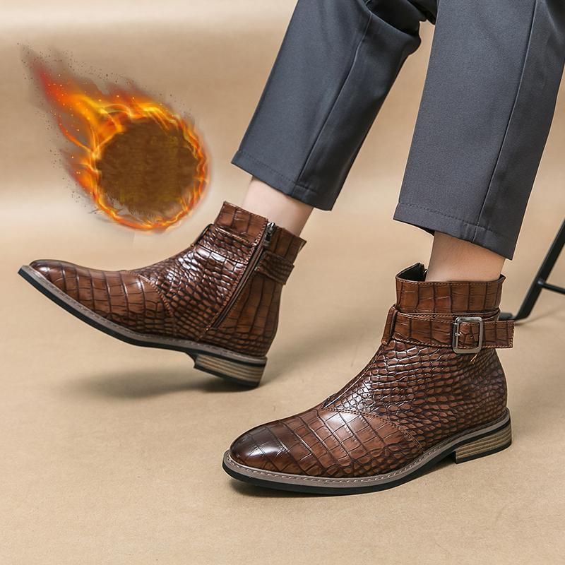 Men’s Winter Warm Chelsea Boots Motorcycle Boots Retro Dress Tuxedo Wedding Men Ankle Boots Plus Size