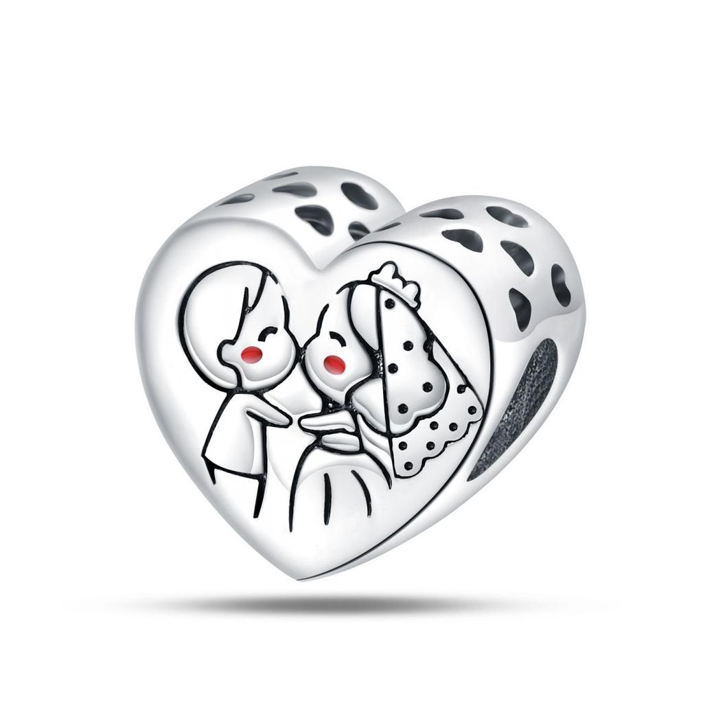 S925 Silver DIY Heart Shaped Charm Pendant Beads For Handmade Necklace Bracelet Jewelry Making Accessories