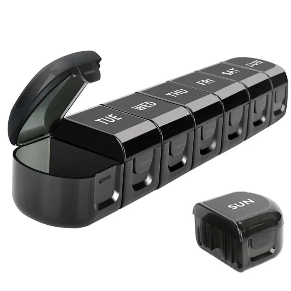 

Plastic Pill Organizer Detachable Easy to Carry Pill Storage Box 7 Days Slot Pill Holder Capsule Pill Case for Tablet Vitamin чёрный